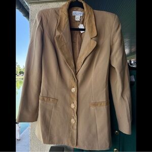 Vintage 70s tan wool/faux suede blazer by Caloma Size small